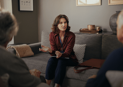 Woman leading a group discussion